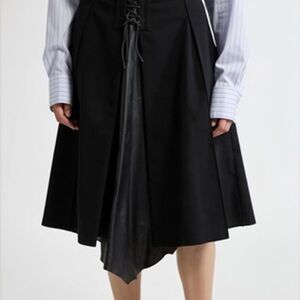 Vintage Pein Sud Black wool and leather panel Women's Skirt